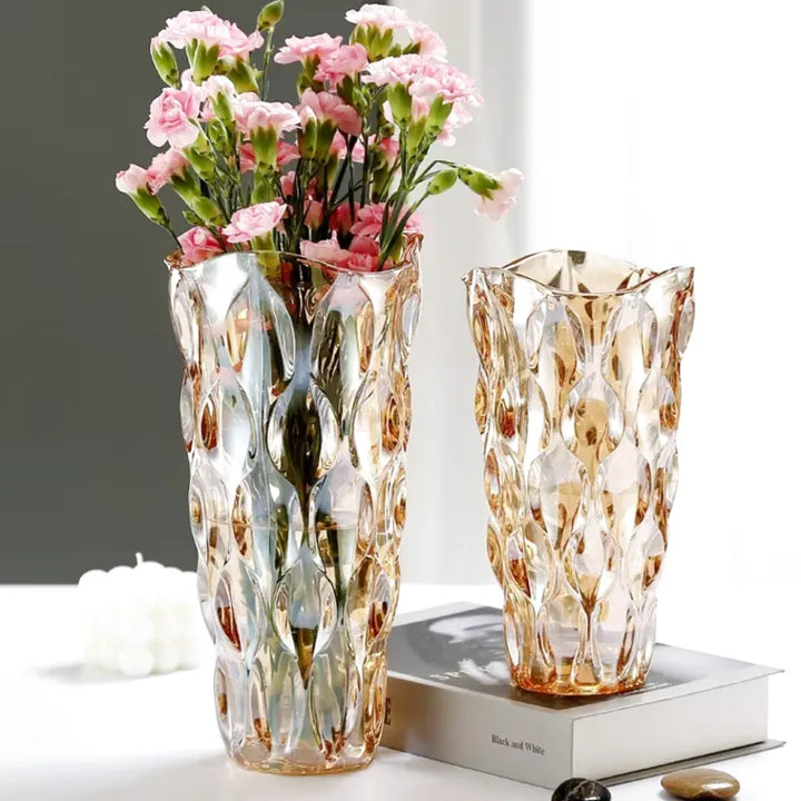 Vase en Verre Bohème | Design Cristal Ondulé - Maison Vase