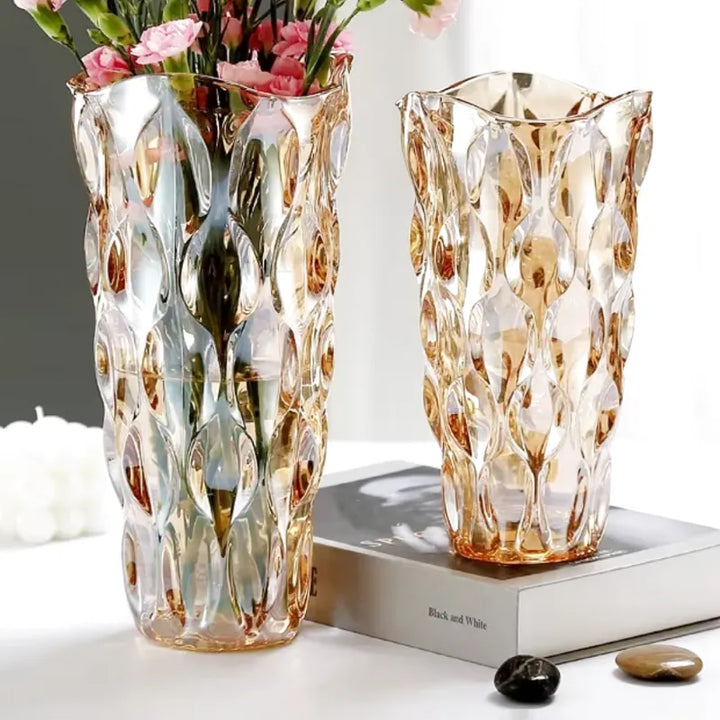Vase en Verre Bohème | Design Cristal Ondulé - Maison Vase