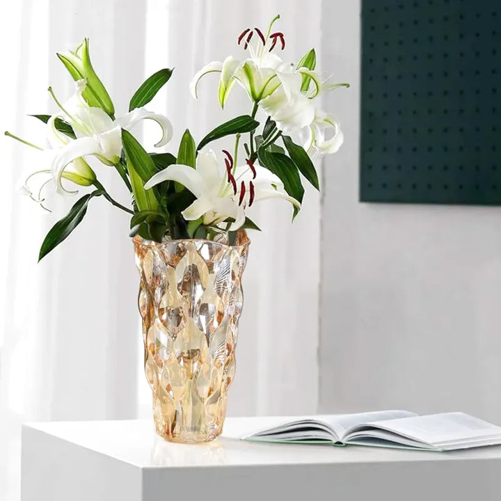Vase en Verre Bohème | Design Cristal Ondulé - Maison Vase