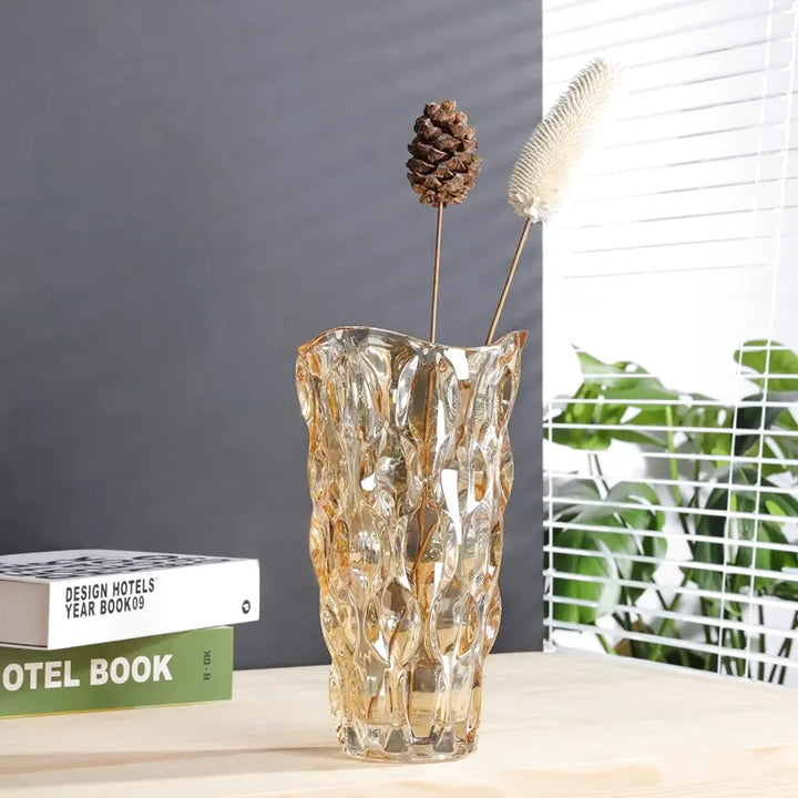Vase en Verre Bohème | Design Cristal Ondulé - Maison Vase