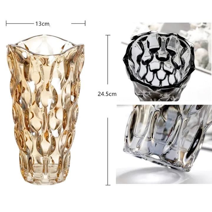 Vase en Verre Bohème | Design Cristal Ondulé - Maison Vase