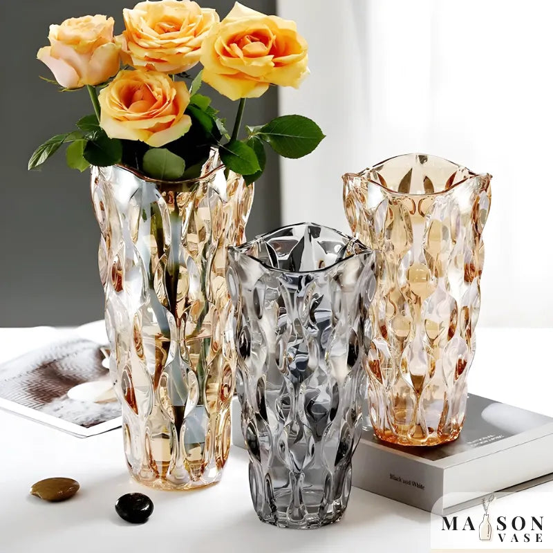 Vase en Verre Bohème | Design Cristal Ondulé - Maison Vase