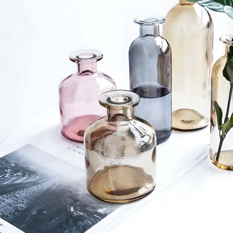 Vase en Verre Coloré Cylindrique Décoratif | Style Scandinave - Maison Vase