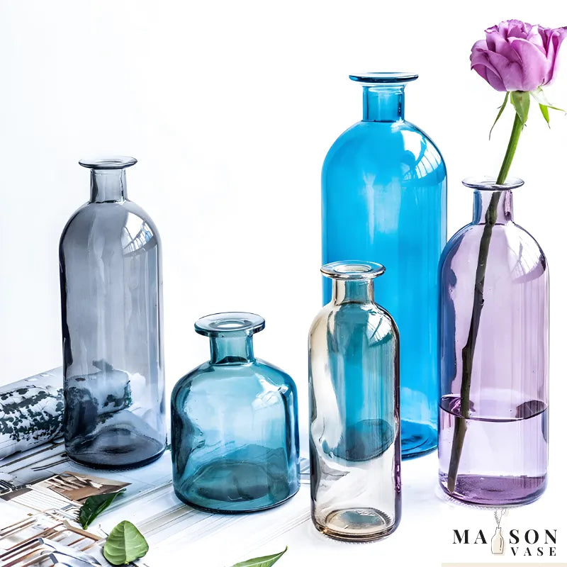 Vase en Verre Coloré Cylindrique Décoratif | Style Scandinave - Maison Vase