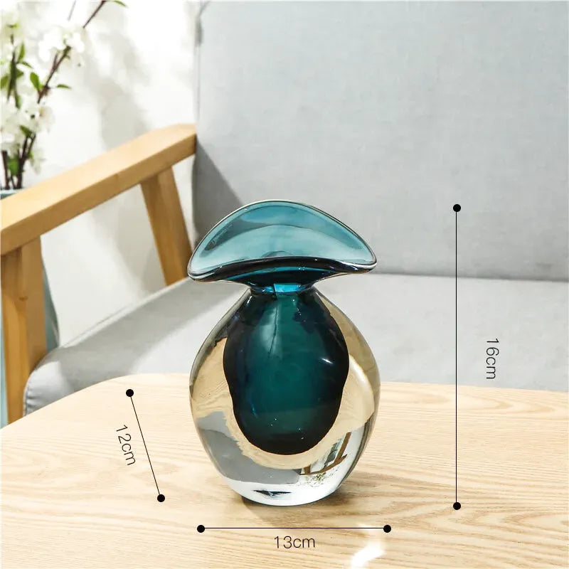 Vase en Verre Moderne | Effet Méduse Bleu | Cyana - Maison Vase