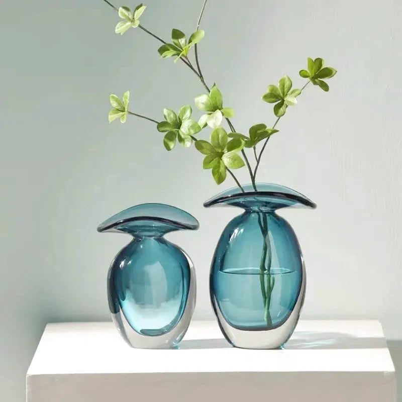 Vase en Verre Moderne | Effet Méduse Bleu | Cyana - Maison Vase