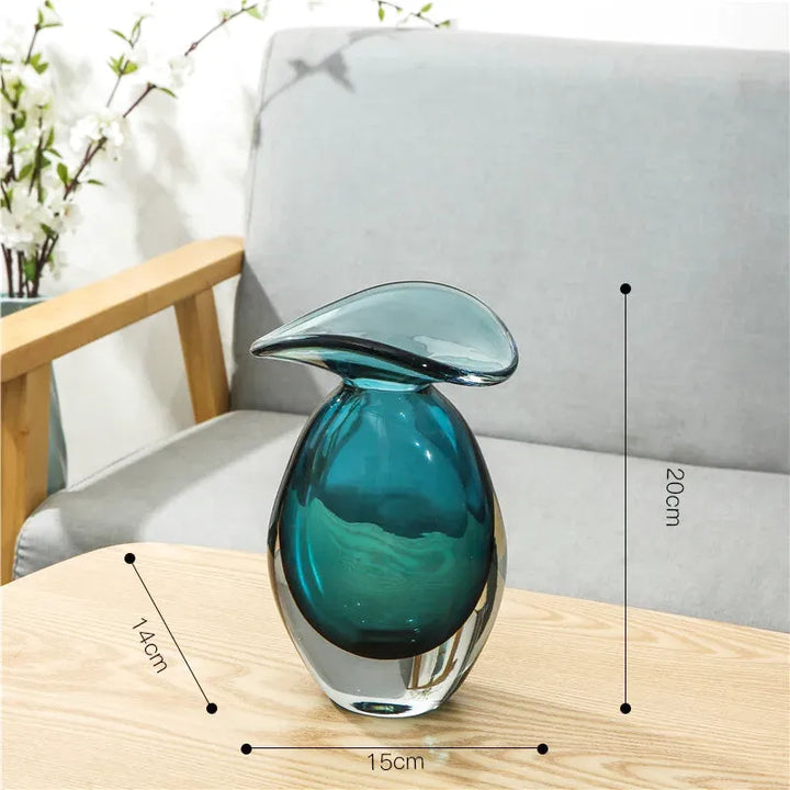Vase en Verre Moderne | Effet Méduse Bleu | Cyana - Maison Vase