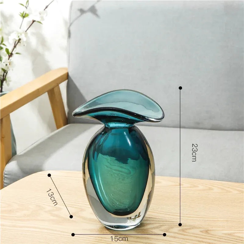 Vase en Verre Moderne | Effet Méduse Bleu | Cyana - Maison Vase