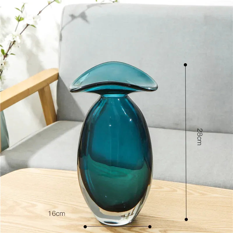 Vase en Verre Moderne | Effet Méduse Bleu | Cyana - Maison Vase