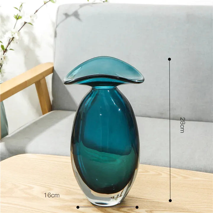 Vase en Verre Moderne | Effet Méduse Bleu | Cyana - Maison Vase