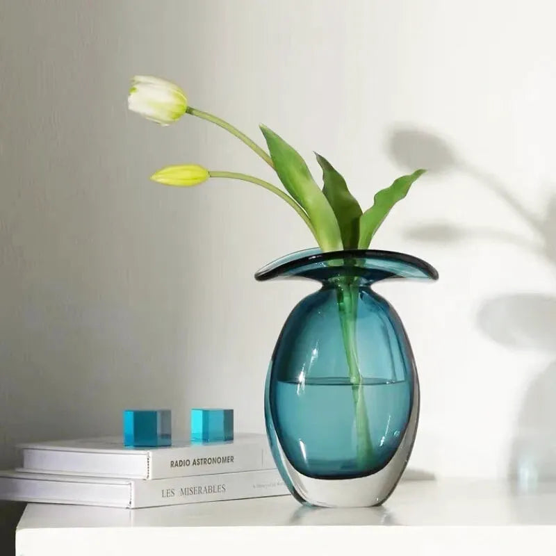 Vase en Verre Moderne | Effet Méduse Bleu | Cyana - Maison Vase