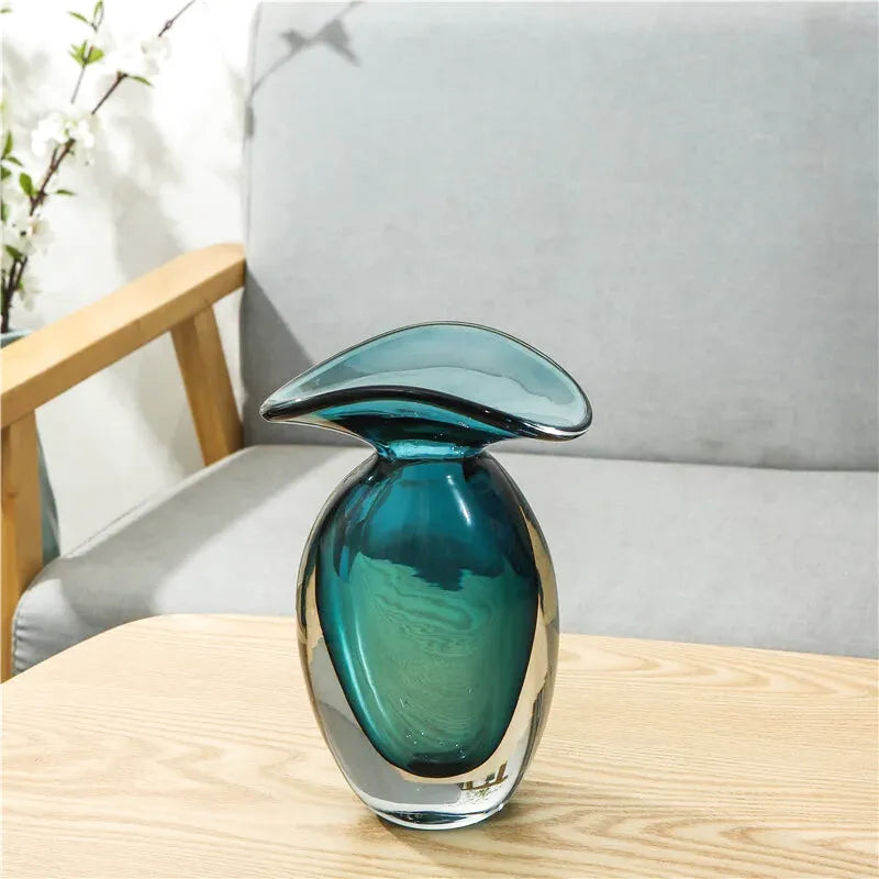 Vase en Verre Moderne | Effet Méduse Bleu | Cyana - Maison Vase