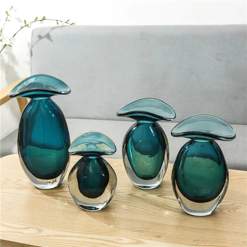 Vase en Verre Moderne | Effet Méduse Bleu | Cyana - Maison Vase
