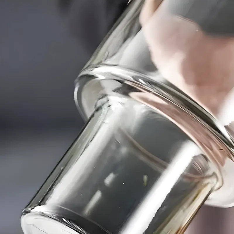 Vase en Verre Noir Cylindrique | Moderne et Décoratif avec Base en Bois Élégante - Maison Vase