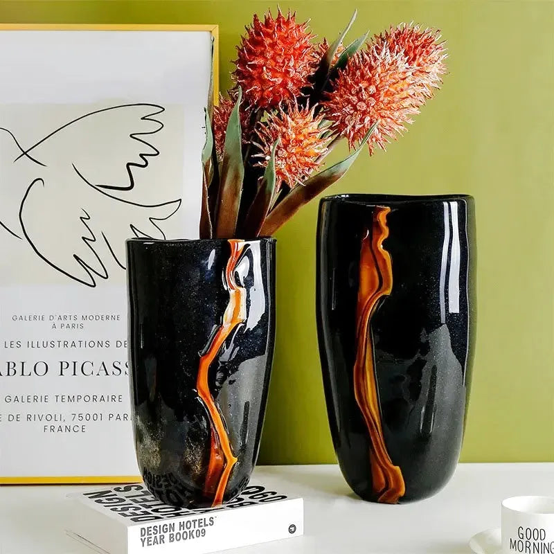 Vase en Verre Peint Minimaliste | Moderne et Décoratif - Maison Vase