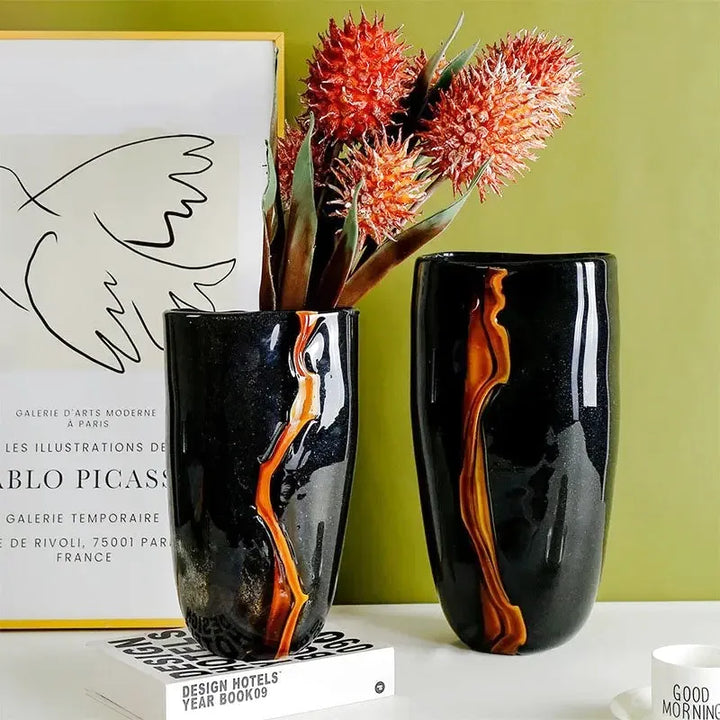 Vase en Verre Peint Minimaliste | Moderne et Décoratif - Maison Vase
