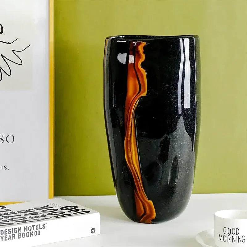 Vase en Verre Peint Minimaliste | Moderne et Décoratif - Maison Vase