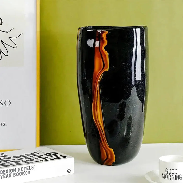 Vase en Verre Peint Minimaliste | Moderne et Décoratif - Maison Vase
