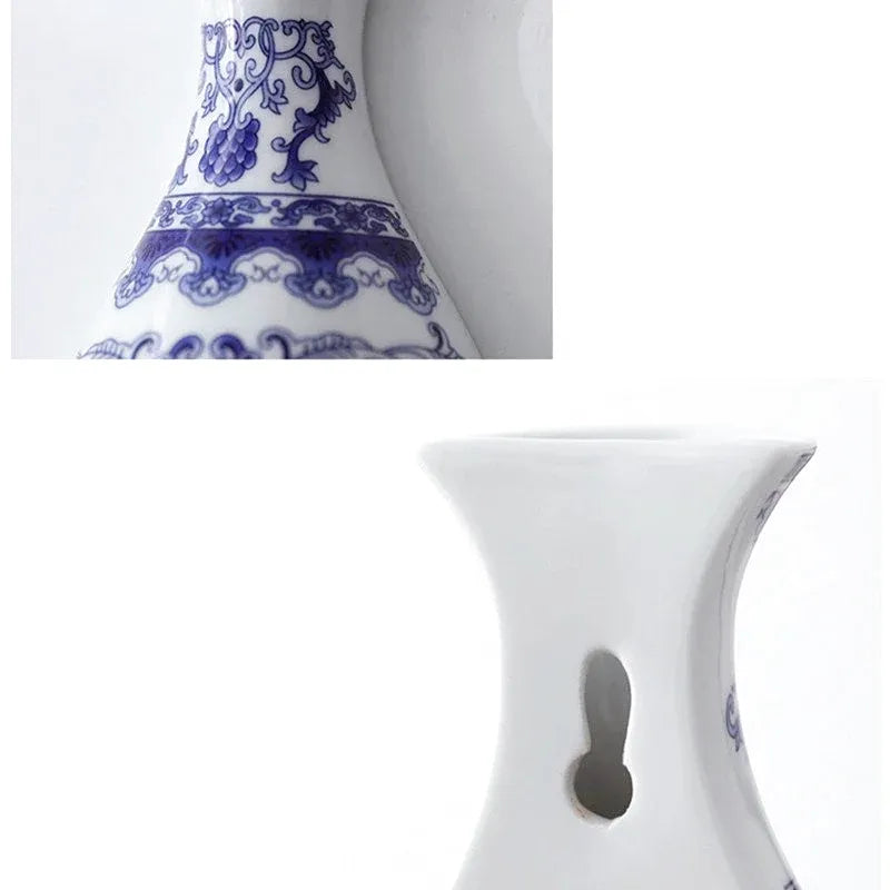 Vase Mural Chinois en Porcelaine Bleu et Blanc | L’Élégance Vintage - Maison Vase