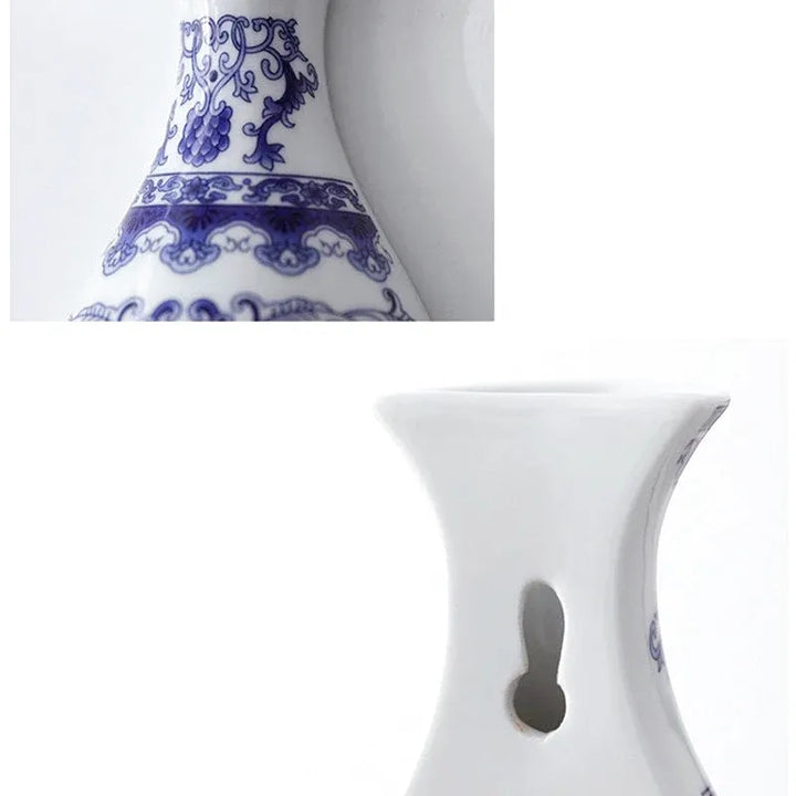 Vase Mural Chinois en Porcelaine Bleu et Blanc | L’Élégance Vintage - Maison Vase