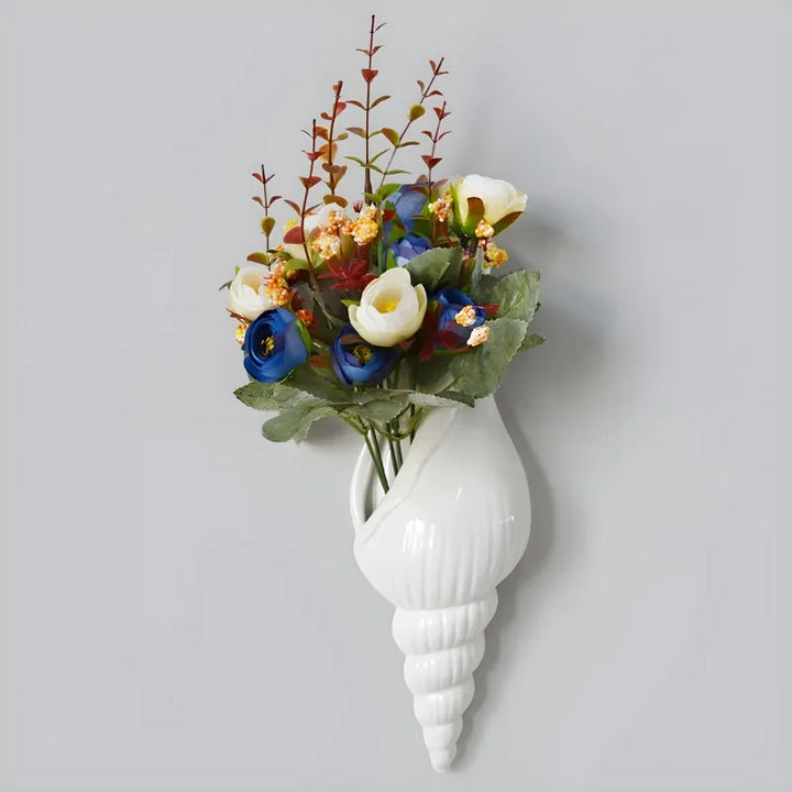 Vase Mural en Forme de Coquillage | Céramique Blanche Déco Bord de Mer - Maison Vase
