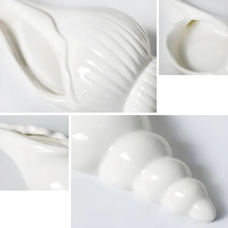 Vase Mural en Forme de Coquillage | Céramique Blanche Déco Bord de Mer - Maison Vase