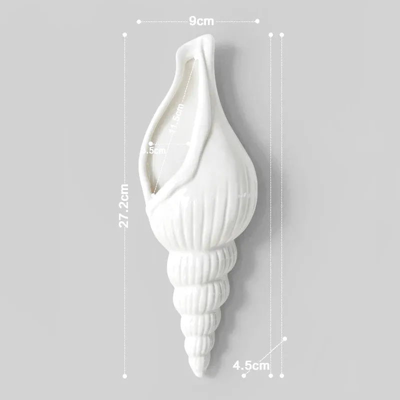 Vase Mural en Forme de Coquillage | Céramique Blanche Déco Bord de Mer - Maison Vase
