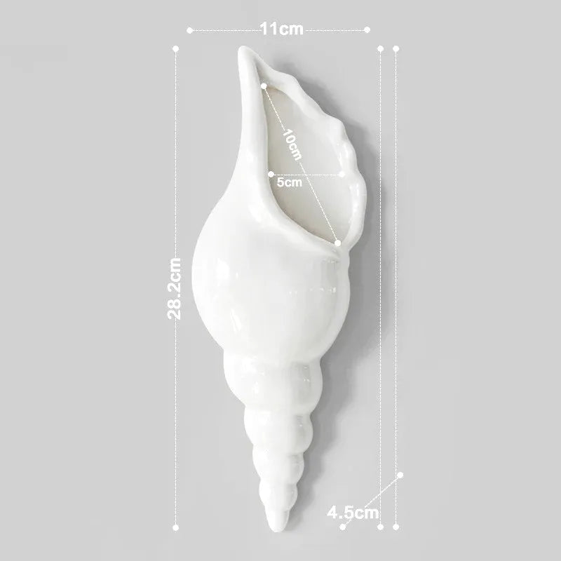 Vase Mural en Forme de Coquillage | Céramique Blanche Déco Bord de Mer - Maison Vase