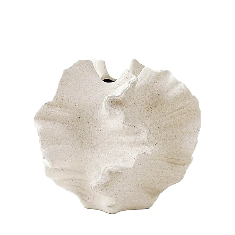 Vase Pampa Décoratif en Céramique | Design Pétale et Plis Élégants - Maison Vase