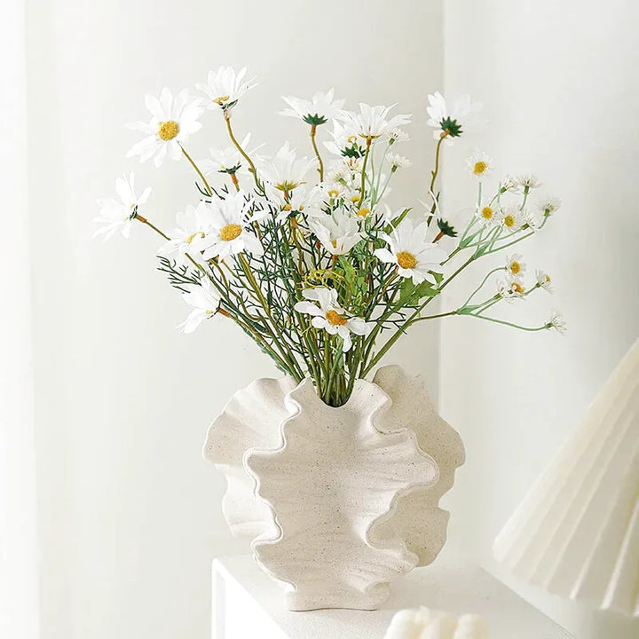 Vase Pampa Décoratif en Céramique | Design Pétale et Plis Élégants - Maison Vase
