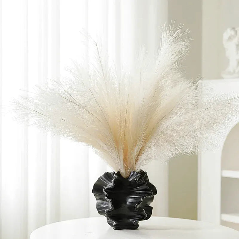 Vase Pampa Décoratif en Céramique | Design Pétale et Plis Élégants - Maison Vase