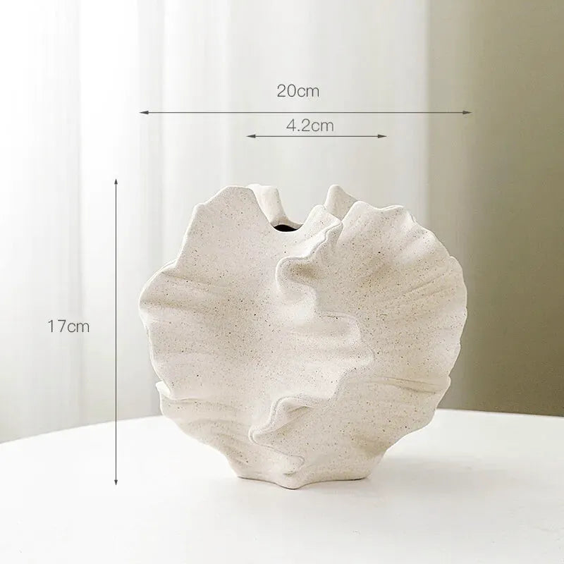 Vase Pampa Décoratif en Céramique | Design Pétale et Plis Élégants - Maison Vase