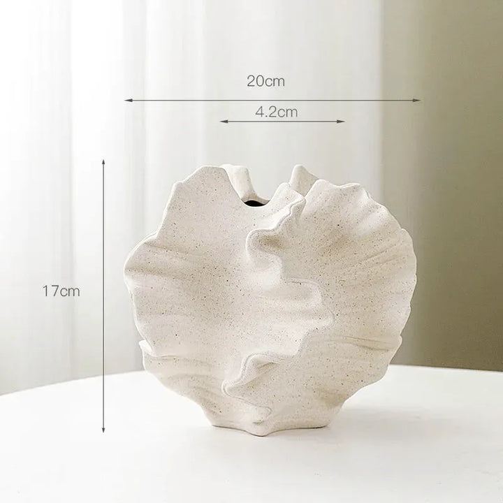 Vase Pampa Décoratif en Céramique | Design Pétale et Plis Élégants - Maison Vase