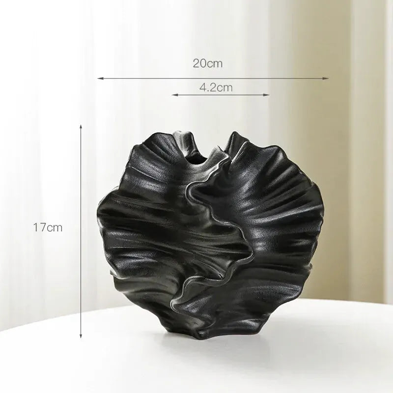 Vase Pampa Décoratif en Céramique | Design Pétale et Plis Élégants - Maison Vase