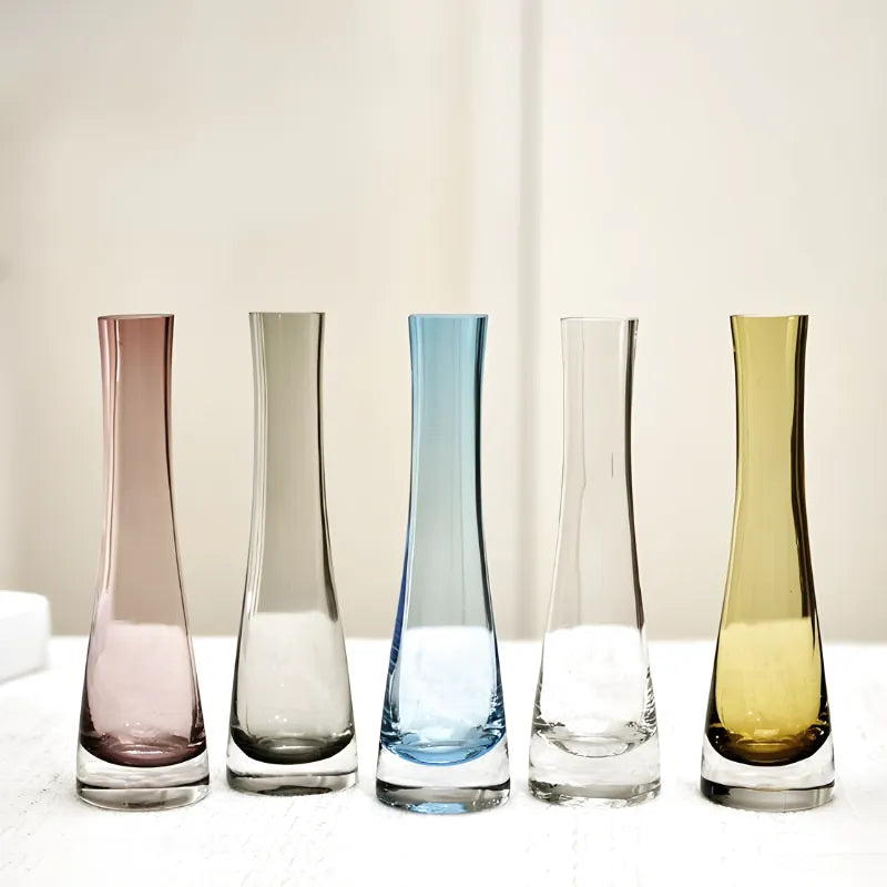 Vase Soliflore en Verre Transparent | Design Oblique Moderne - Maison Vase