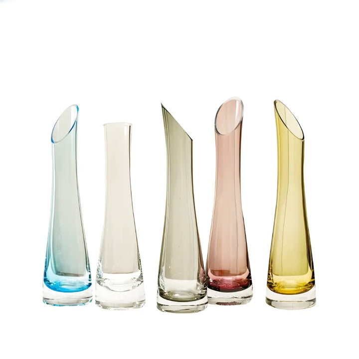 Vase Soliflore en Verre Transparent | Design Oblique Moderne - Maison Vase
