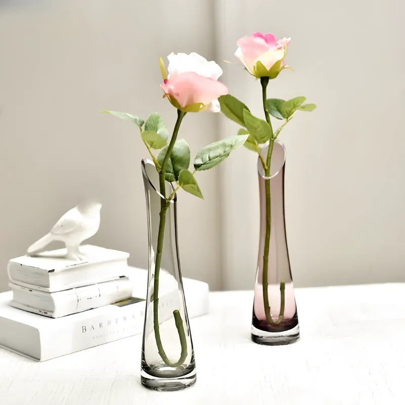 Vase Soliflore en Verre Transparent | Design Oblique Moderne - Maison Vase