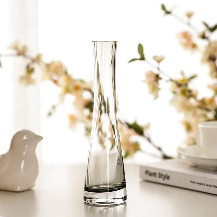 Vase Soliflore en Verre Transparent | Design Oblique Moderne - Maison Vase
