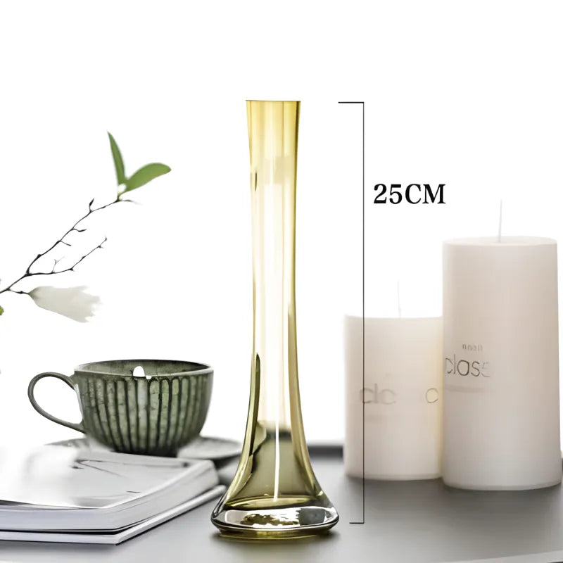 Vase Soliflore en Verre Transparent | Design Oblique Moderne - Maison Vase