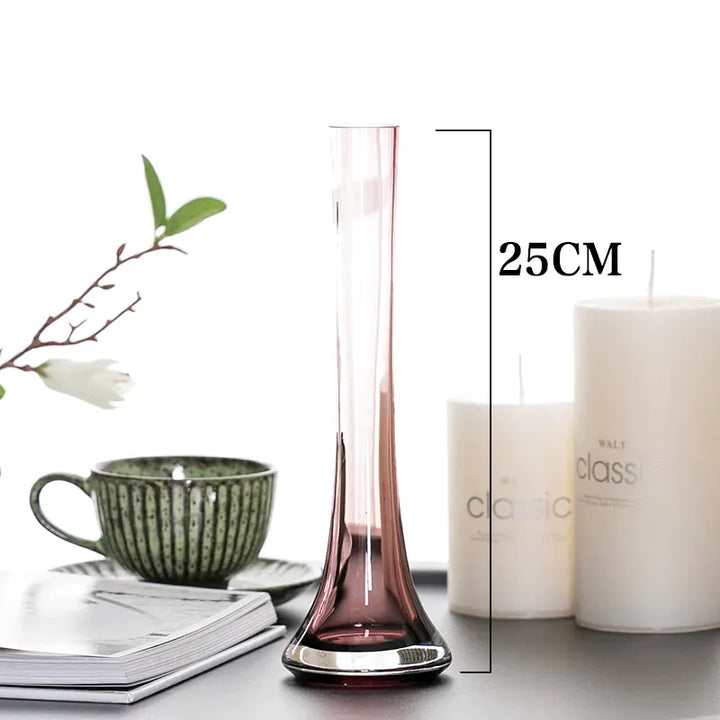 Vase Soliflore en Verre Transparent | Design Oblique Moderne - Maison Vase