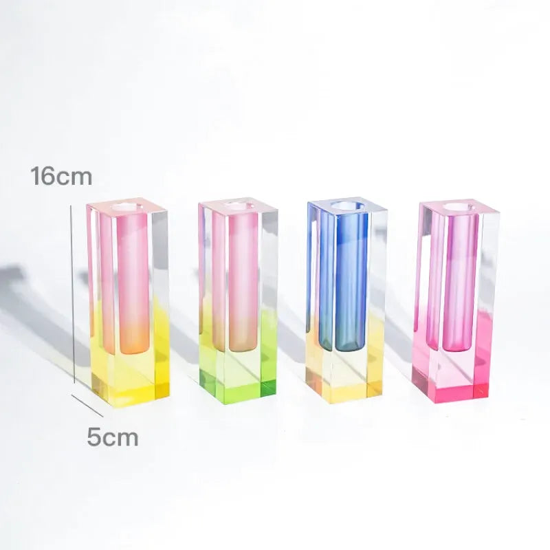 Vase Soliflore Transparent Coloré | Style Scandinave Chic en Acrylique - Maison Vase